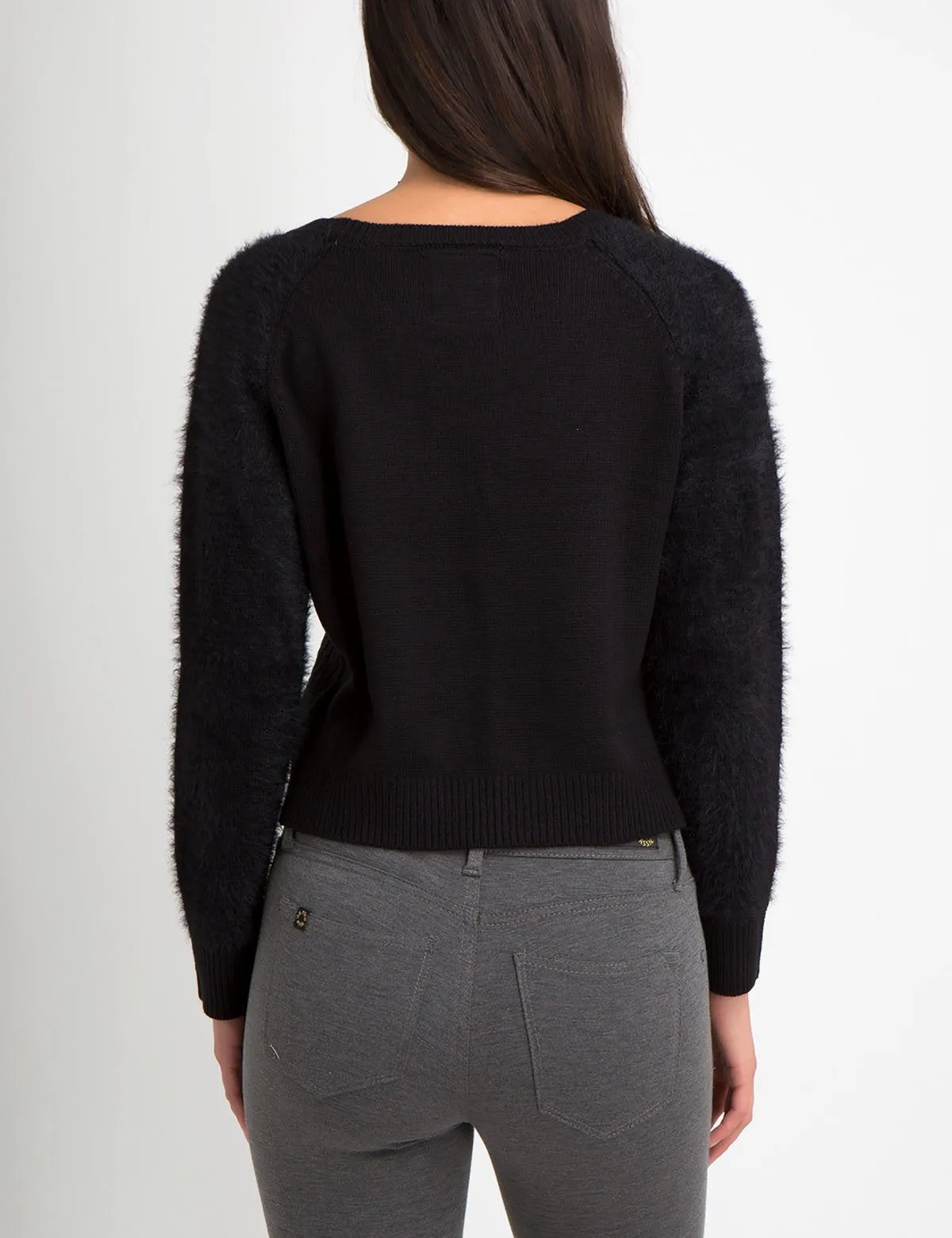 FUZZY MIXED STITCH SWEATER