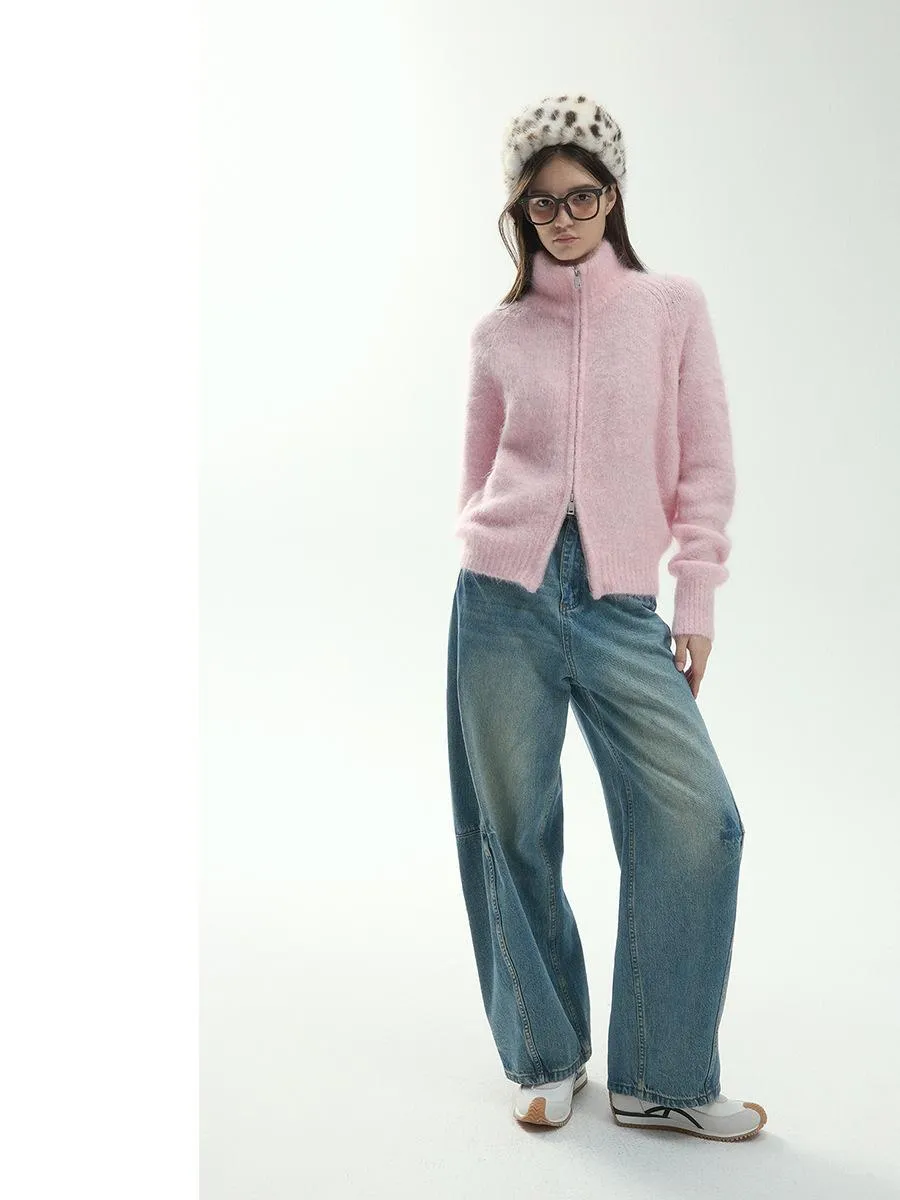 Fuzzy Zip-Up Cardigan
