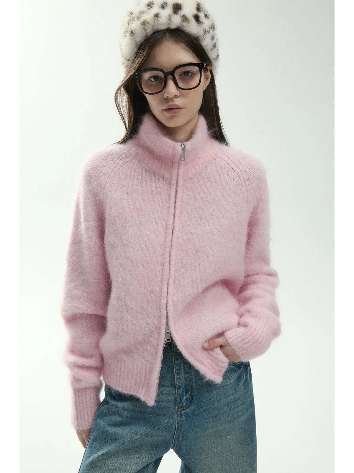 Fuzzy Zip-Up Cardigan