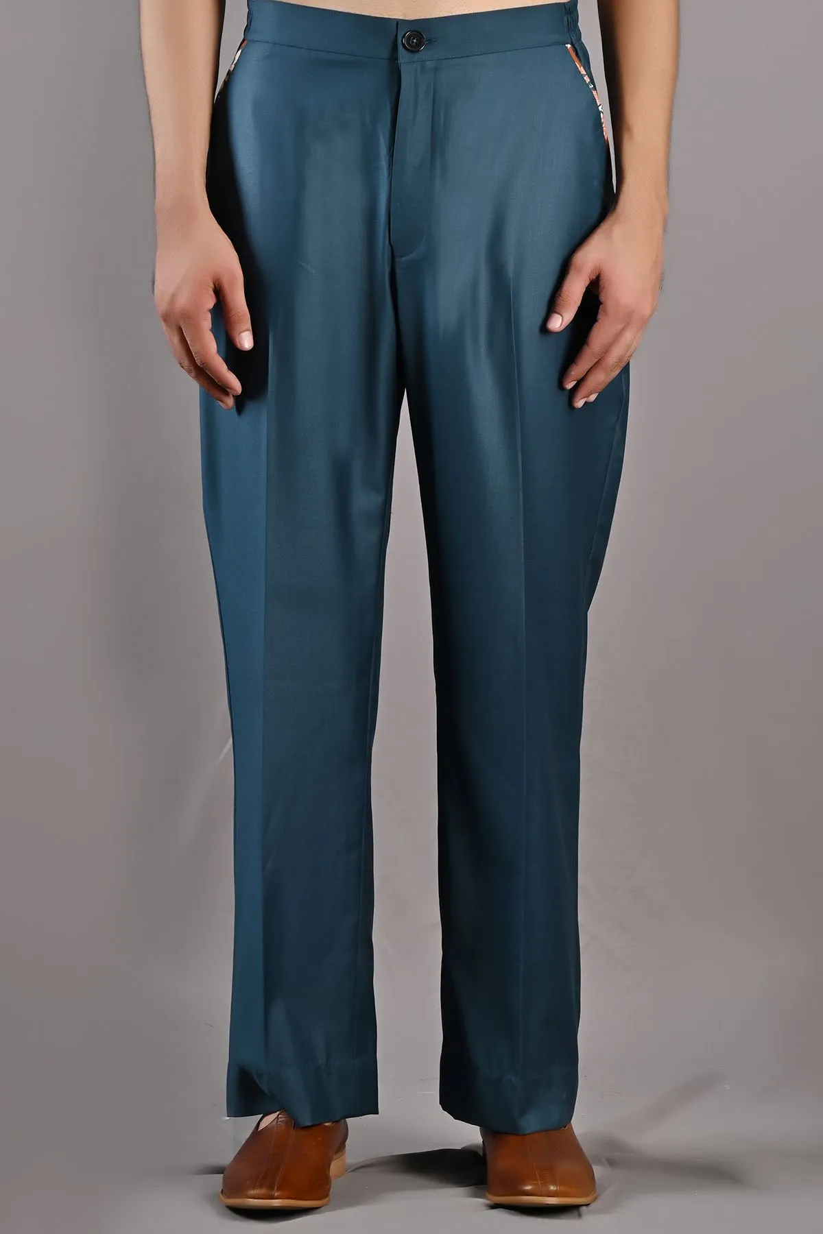 Gabriel - Maroon & Multi Printing Shacket Set With Teal Green Pant
