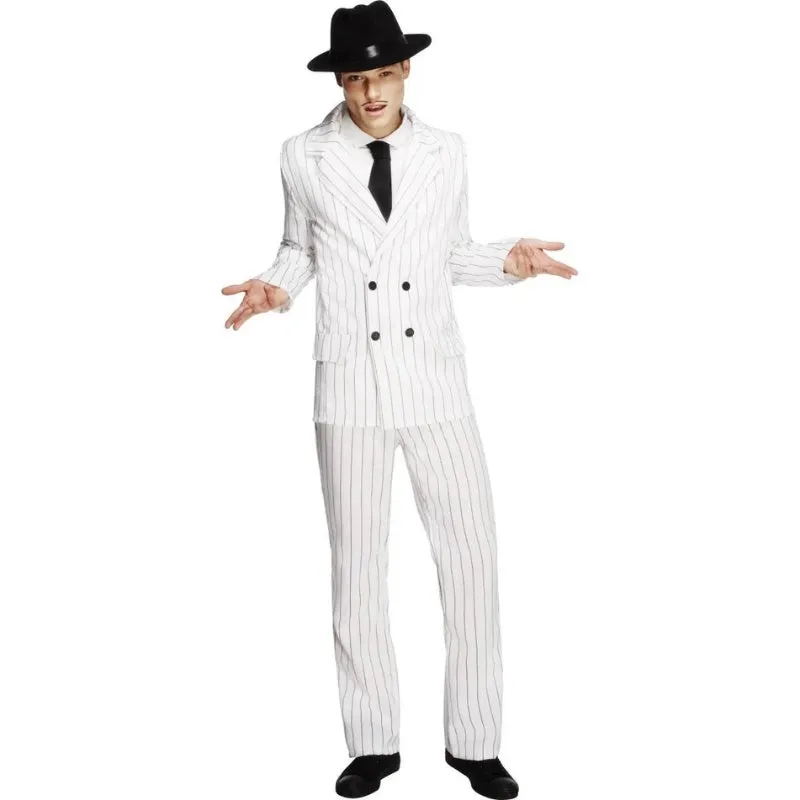 Gangster White Pinstripe Suit Costume