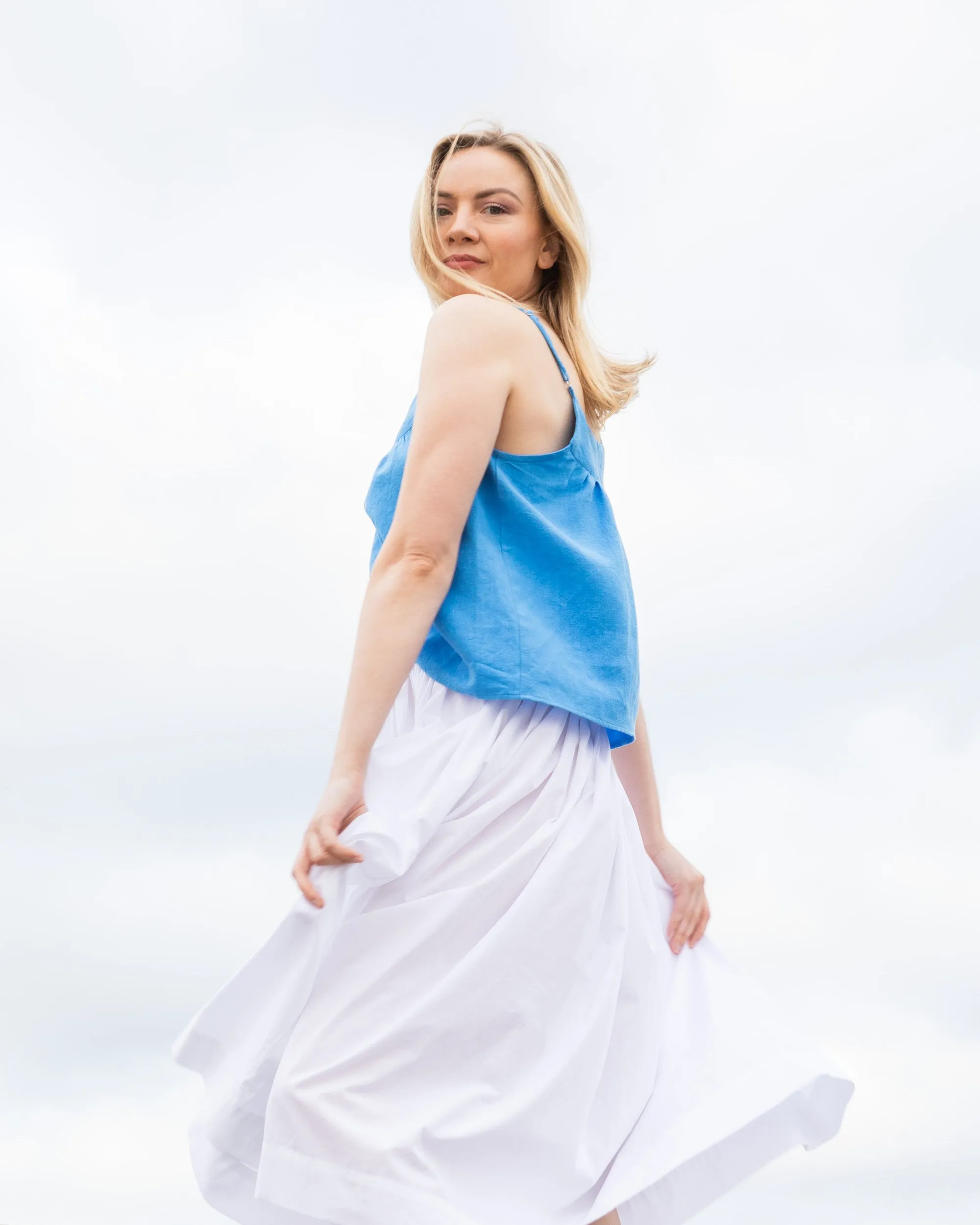 Gathered Waist Skirt - White