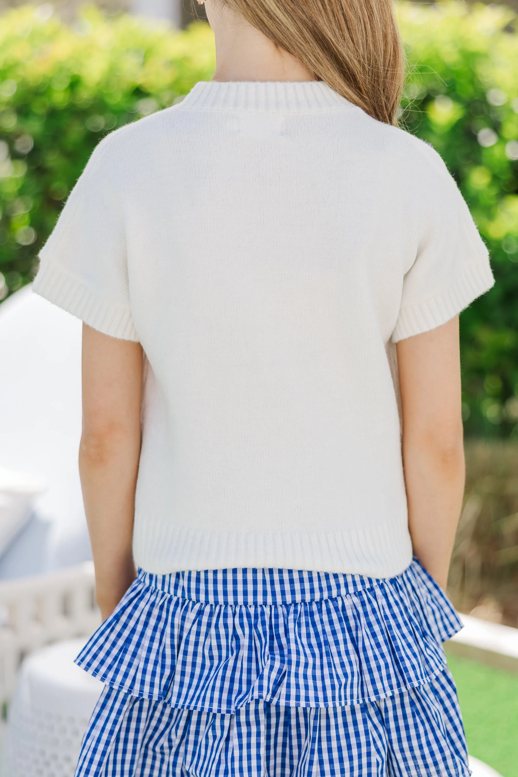 Girls: The Poppy Ivory White Star Sweater