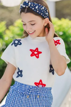 Girls: The Poppy Ivory White Star Sweater