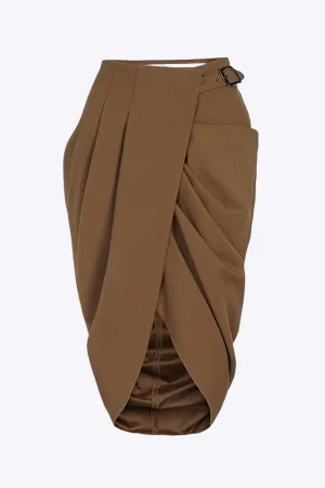 Glynis - Elegant Ruched Asymmetry Woman's Midi Skirt
