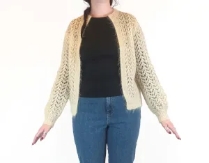 Handmade wool feel cream cardigan fits size 12-14