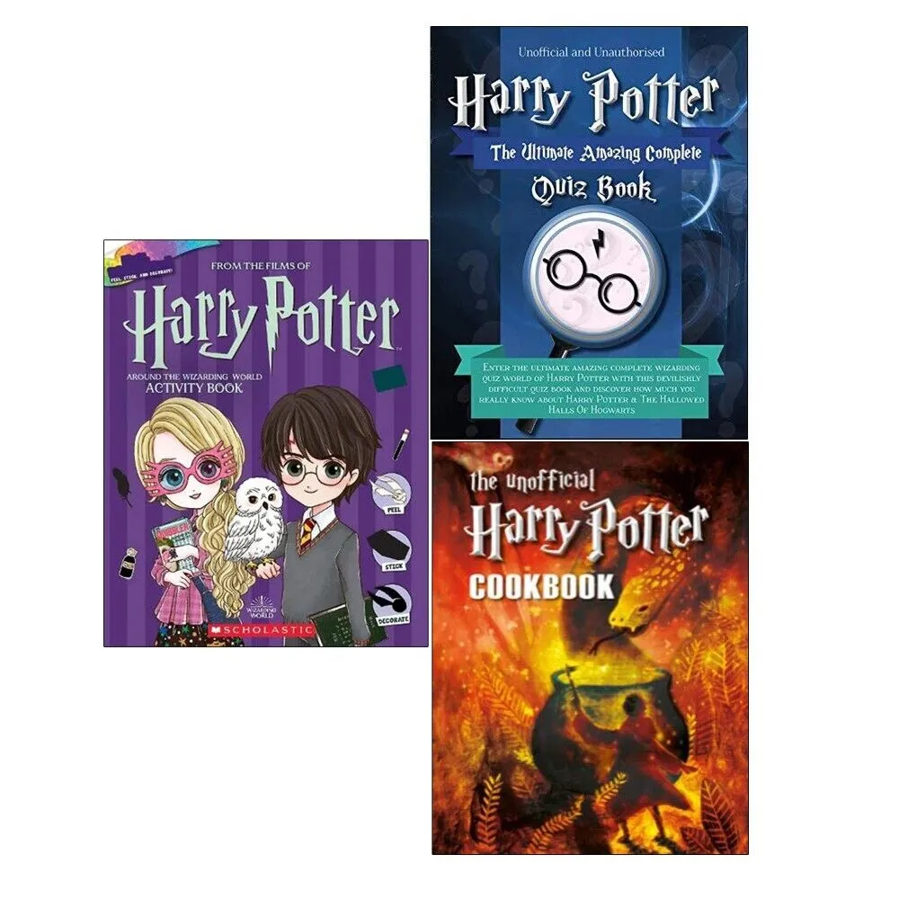 Harry Potter Collection 3 Books Set Unofficial Harry Potter Cookbook & Quiz Book
