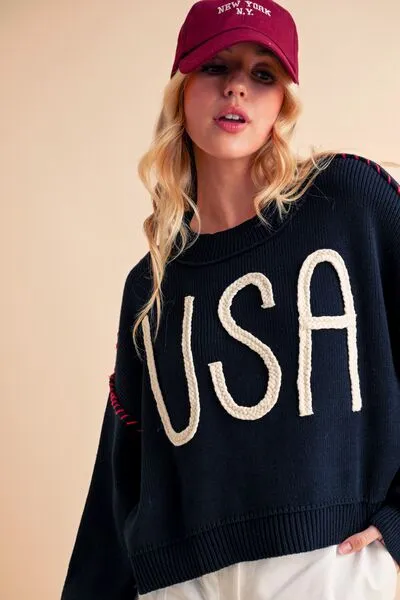 Hazel Blues® |  Aemi   Co USA Side Slit Round Neck Sweater
