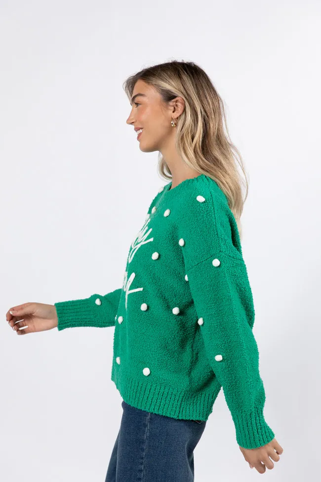Holly Jolly Green Fuzzy Pom Sweater FINAL SALE