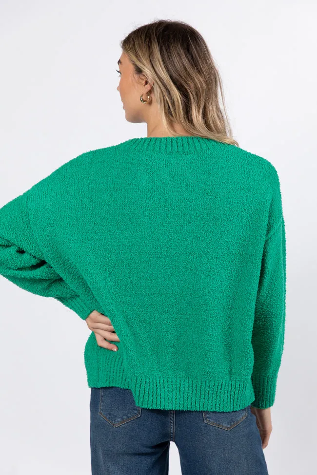 Holly Jolly Green Fuzzy Pom Sweater FINAL SALE