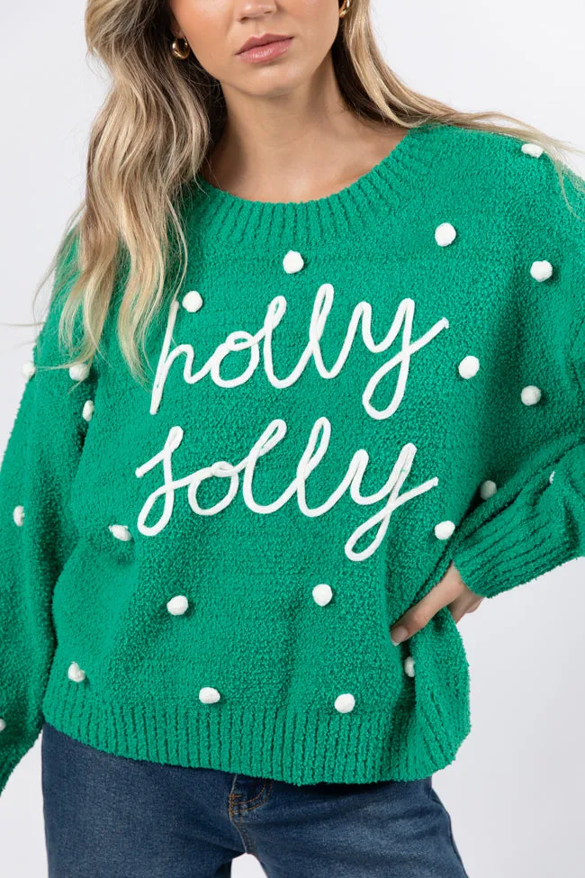 Holly Jolly Green Fuzzy Pom Sweater FINAL SALE