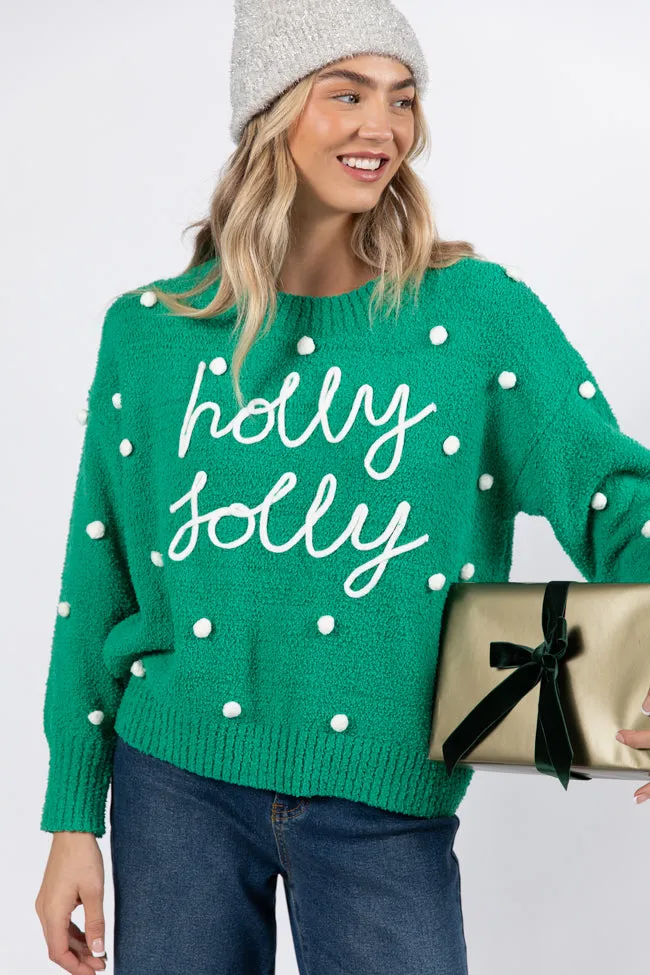 Holly Jolly Green Fuzzy Pom Sweater FINAL SALE