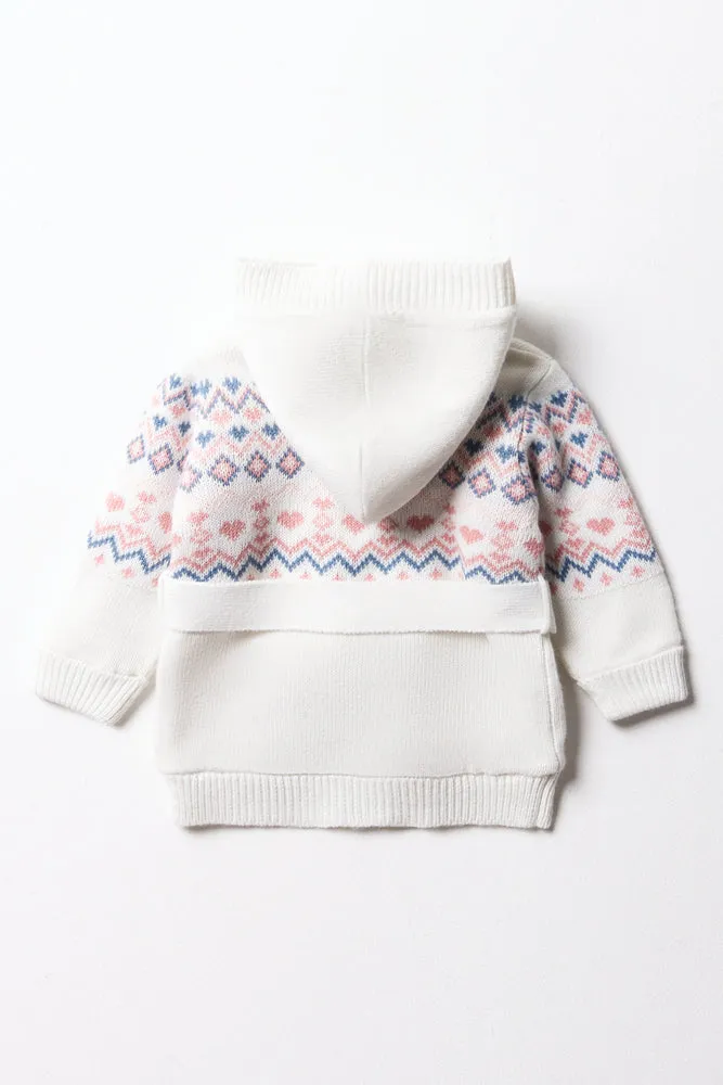 Hooded Cardigan White