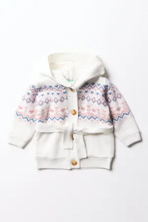 Hooded Cardigan White