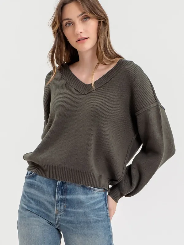 Hunter Green Exposed Seam Sweater