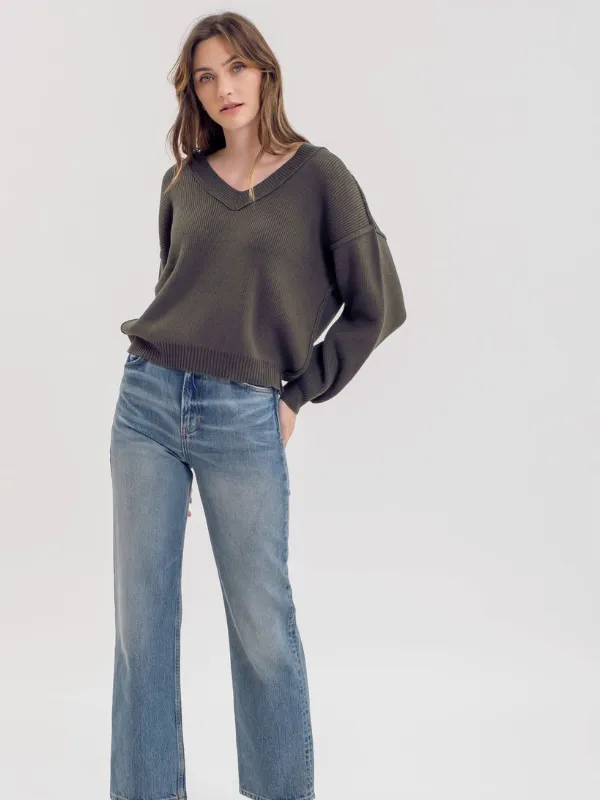 Hunter Green Exposed Seam Sweater