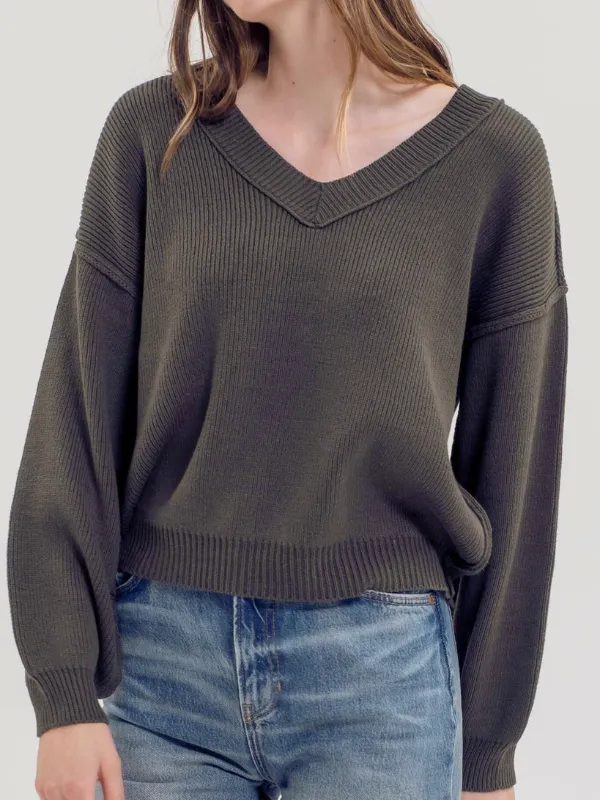Hunter Green Exposed Seam Sweater