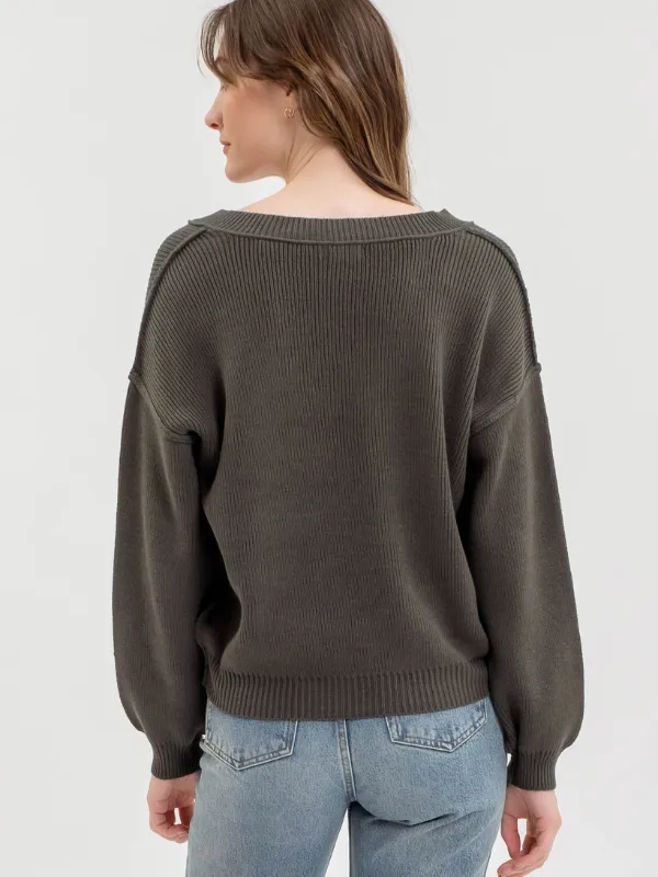 Hunter Green Exposed Seam Sweater