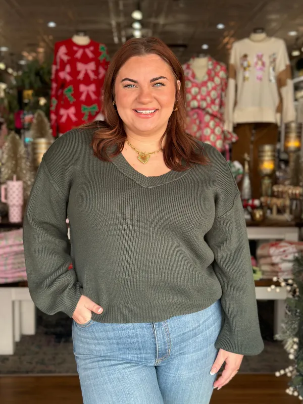 Hunter Green Exposed Seam Sweater