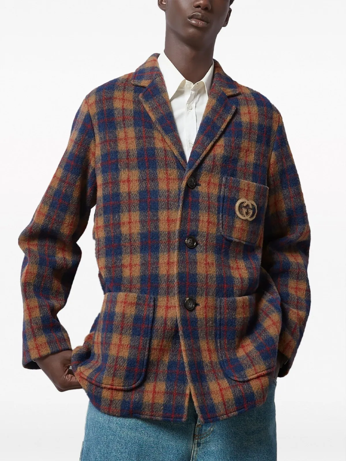 Interlocking G Check Wool Jacket