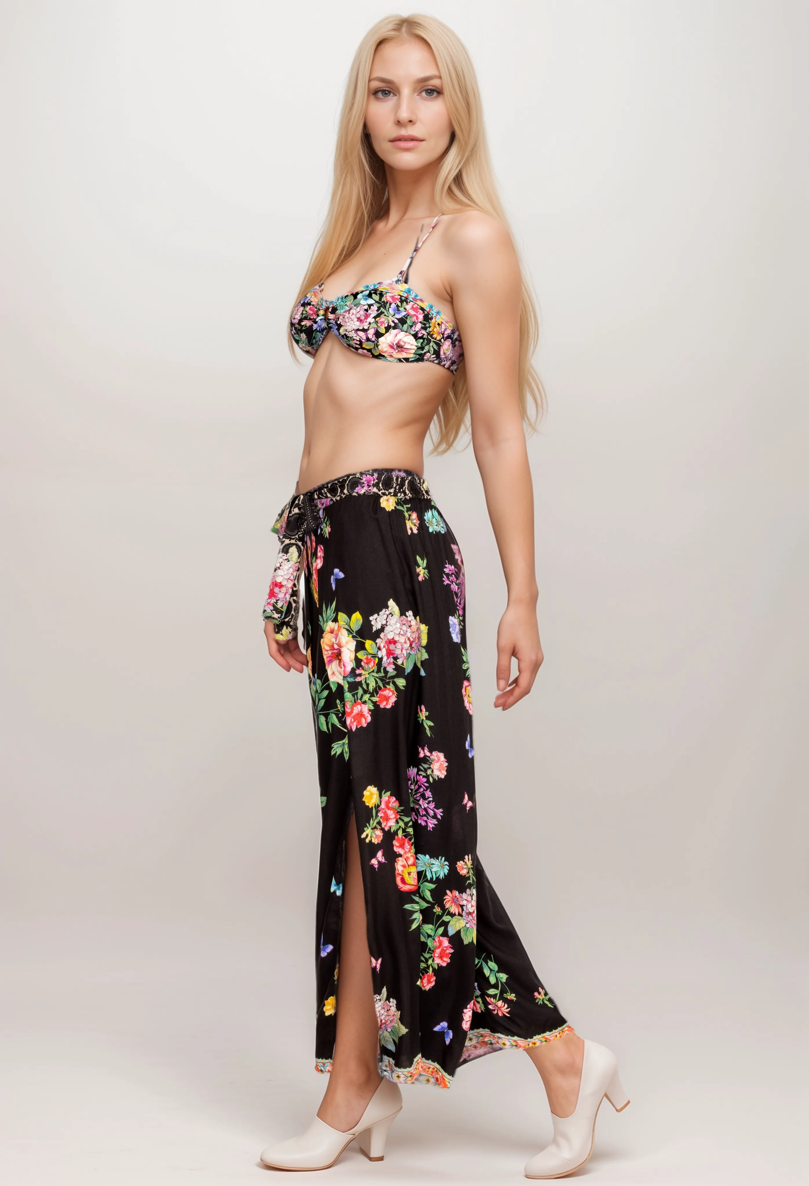 Johnny Was Black Butterfly Wrap Pant CSW3923 Boho Chic