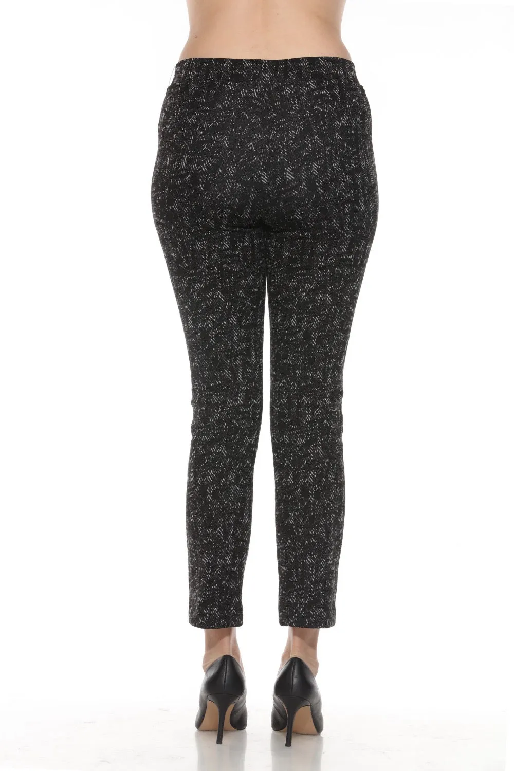 Joseph Ribkoff Black/Grey Chevron Jacquard Knit Slim Pants 243266