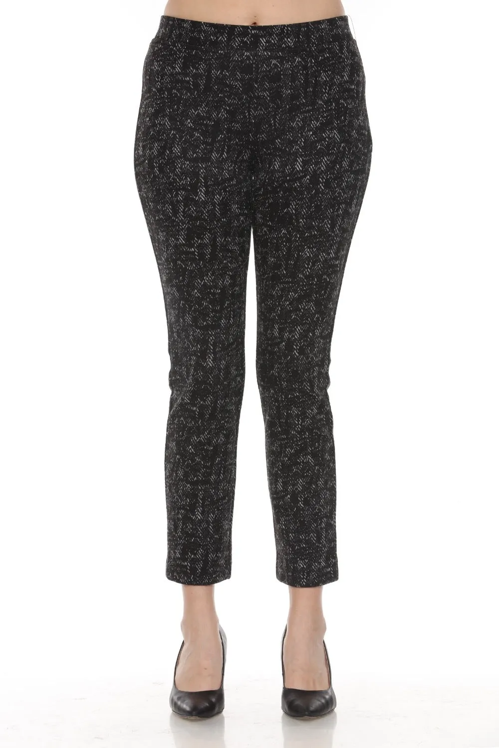 Joseph Ribkoff Black/Grey Chevron Jacquard Knit Slim Pants 243266