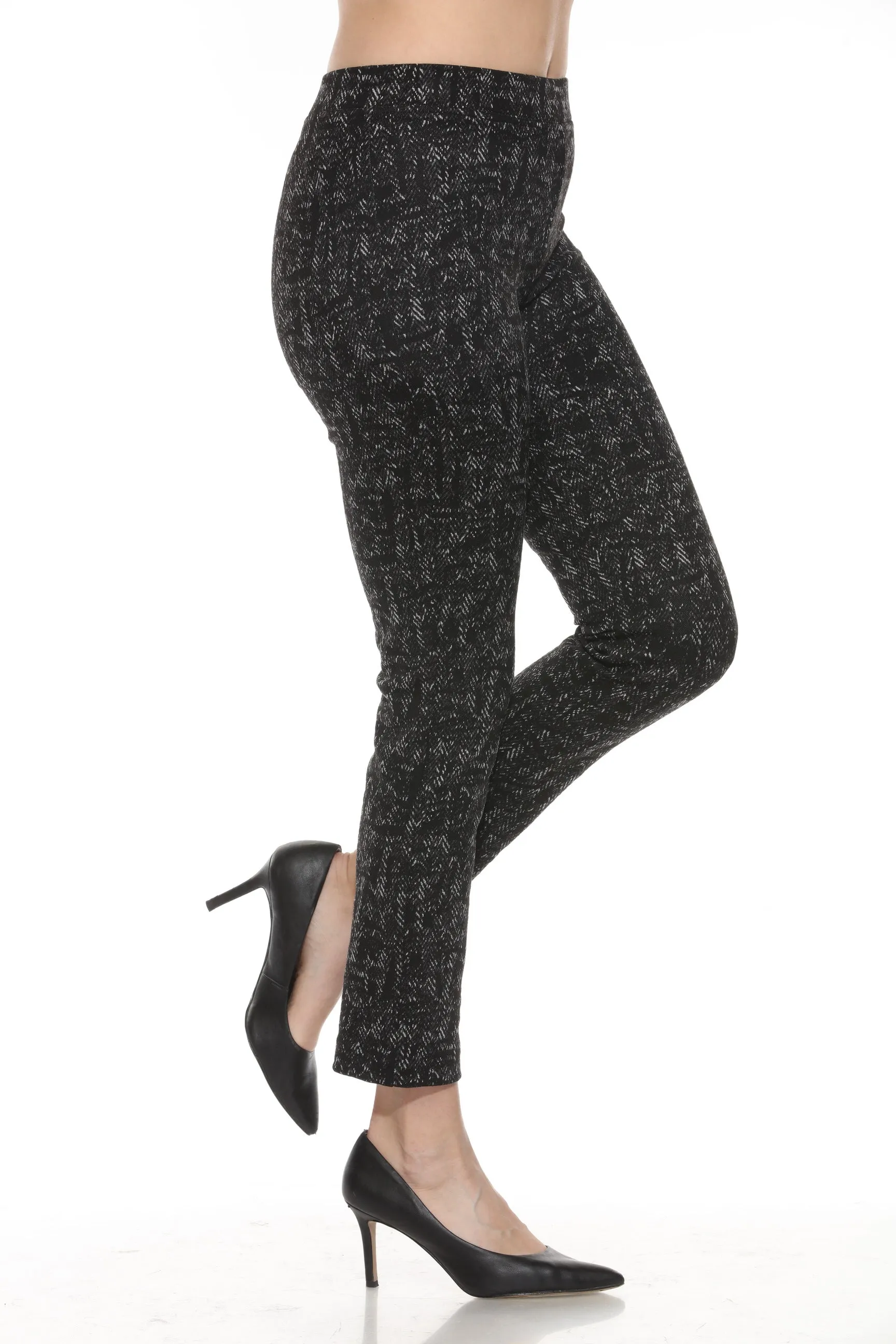 Joseph Ribkoff Black/Grey Chevron Jacquard Knit Slim Pants 243266