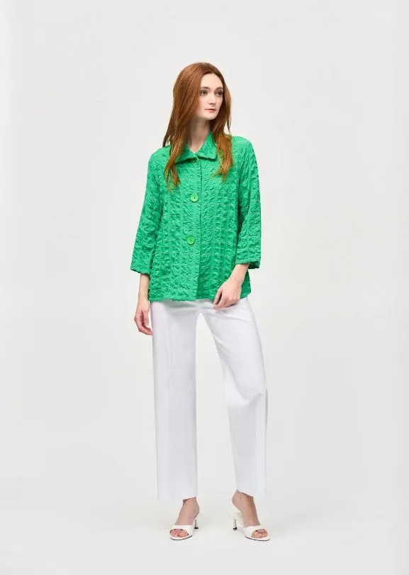 Joseph Ribkoff Island Green Textured Stand Collar 3/4 Sleeves Jacket 241069