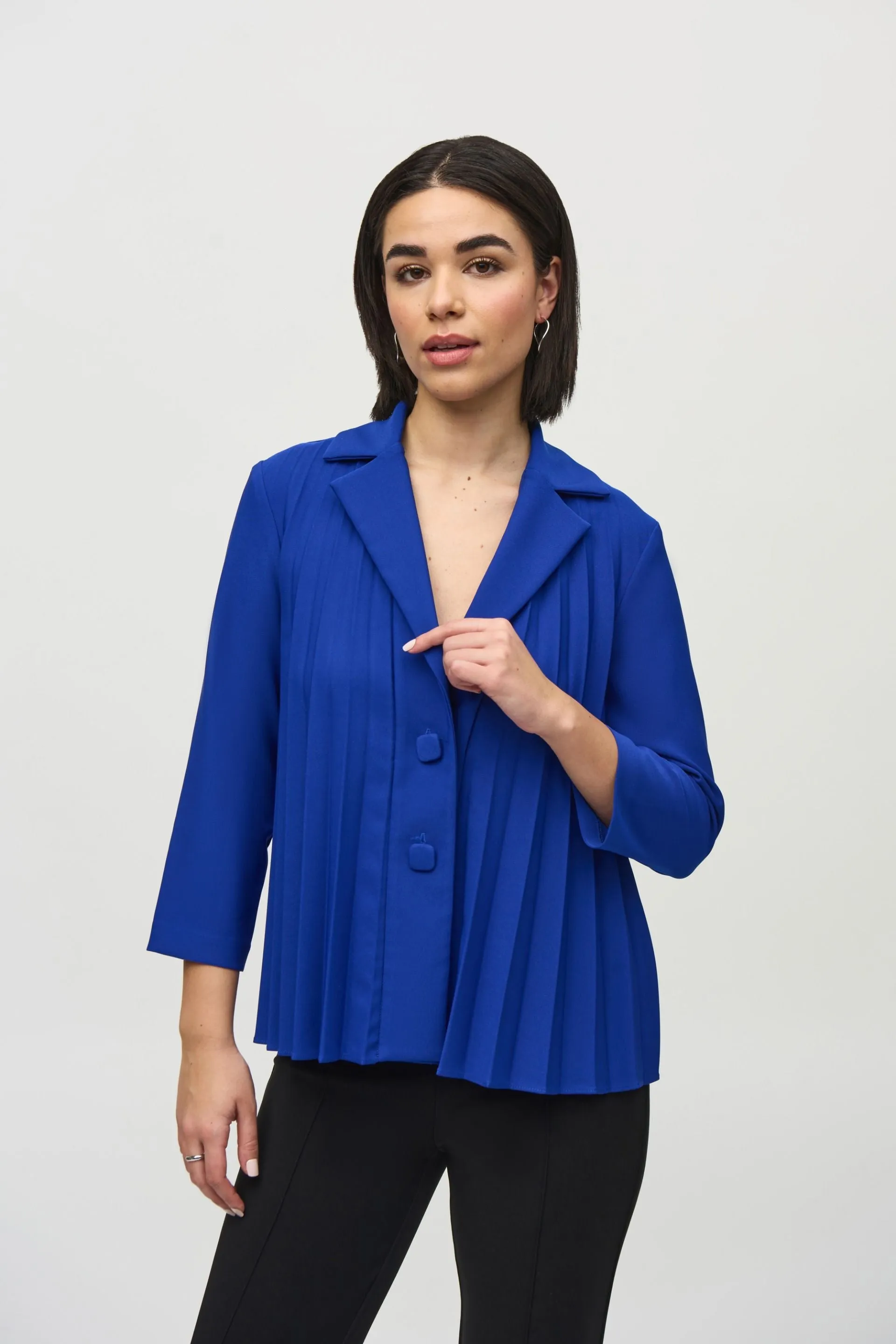 Joseph Ribkoff Pleated 3/4 Sleeve Trapeze Jacket 244011