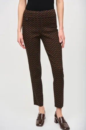 Joseph Ribkoff Rust/Black Retro Two-Tone Slim Ankle Pants 243306