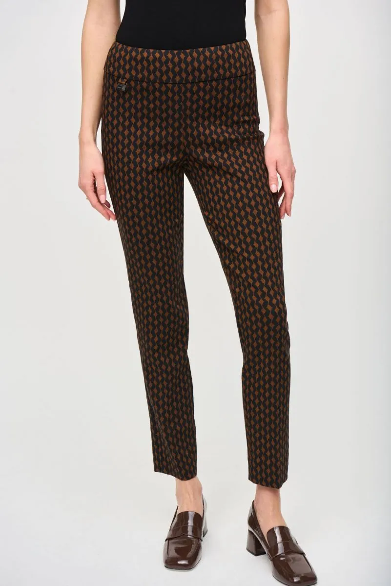 Joseph Ribkoff Rust/Black Retro Two-Tone Slim Ankle Pants 243306