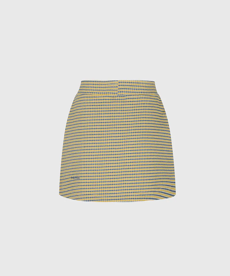 KANDINI Jacquard Mini Skirt - Yellow(Blue)