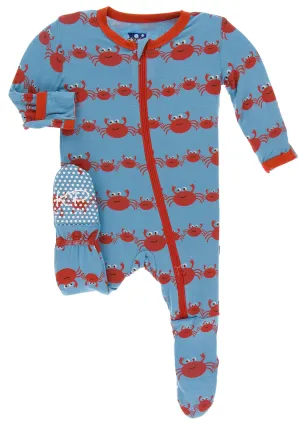 KicKee Pants Blue Moon Crab Family Footie with Zipper