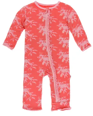 KicKee Pants English Rose Leafy Sea Dragon Muffin Ruffle Coverall with Zipper