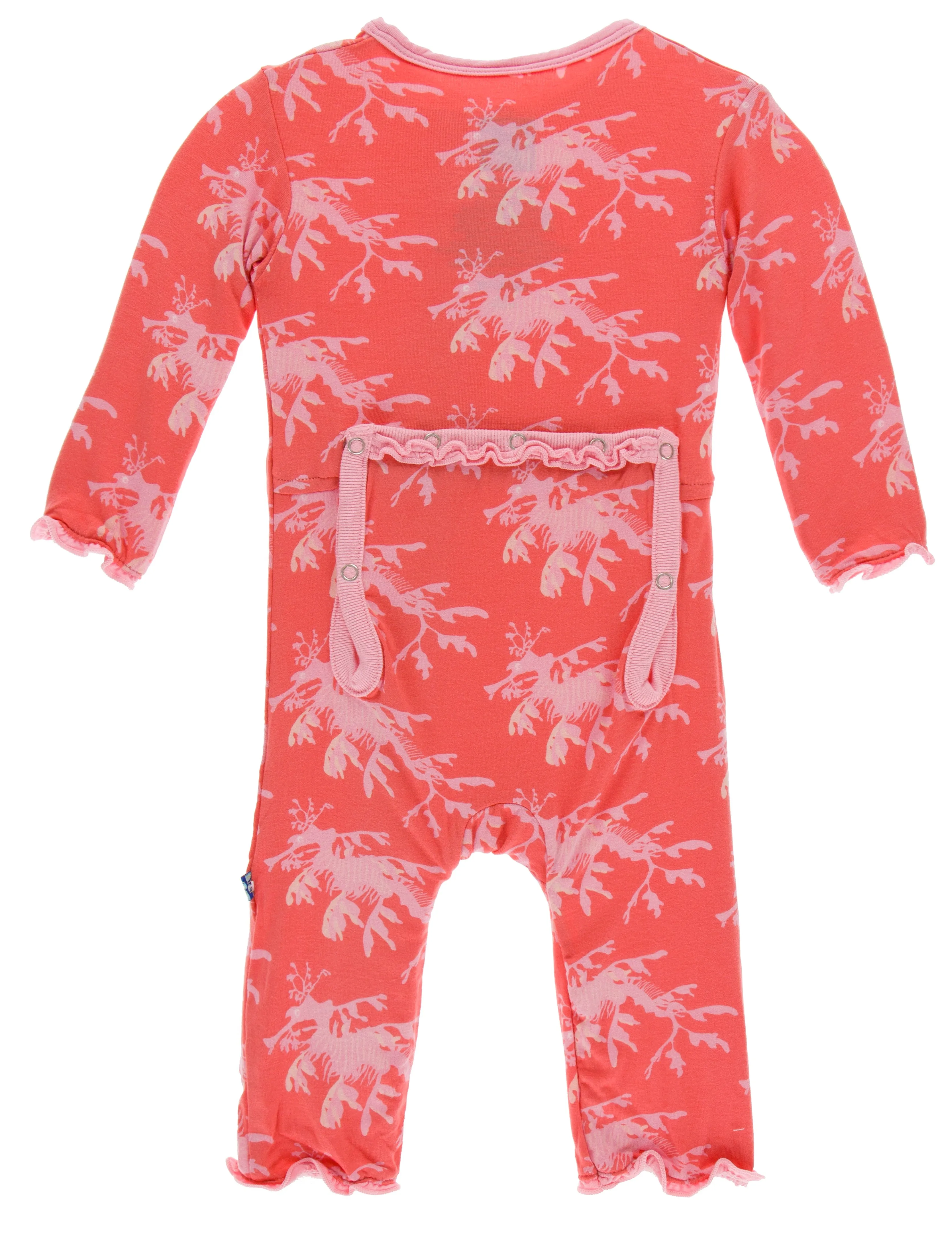 KicKee Pants English Rose Leafy Sea Dragon Muffin Ruffle Coverall with Zipper