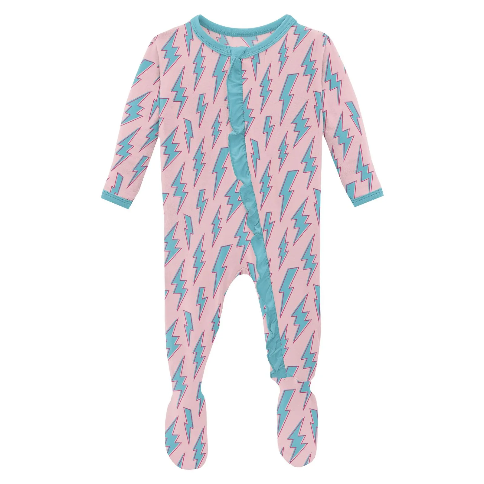 KicKee Pants Lotus Lightning Classic Ruffle Footie with 2 Way Zipper