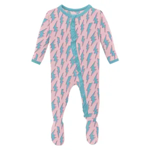 KicKee Pants Lotus Lightning Classic Ruffle Footie with 2 Way Zipper