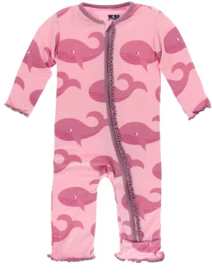 KicKee Pants Lotus Whales Muffin Ruffle Coverall with Zipper
