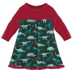 KicKee Pants Santa Dinos Classic L/S Swing Dress