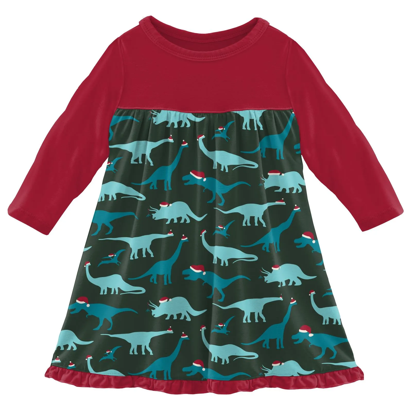 KicKee Pants Santa Dinos Classic L/S Swing Dress