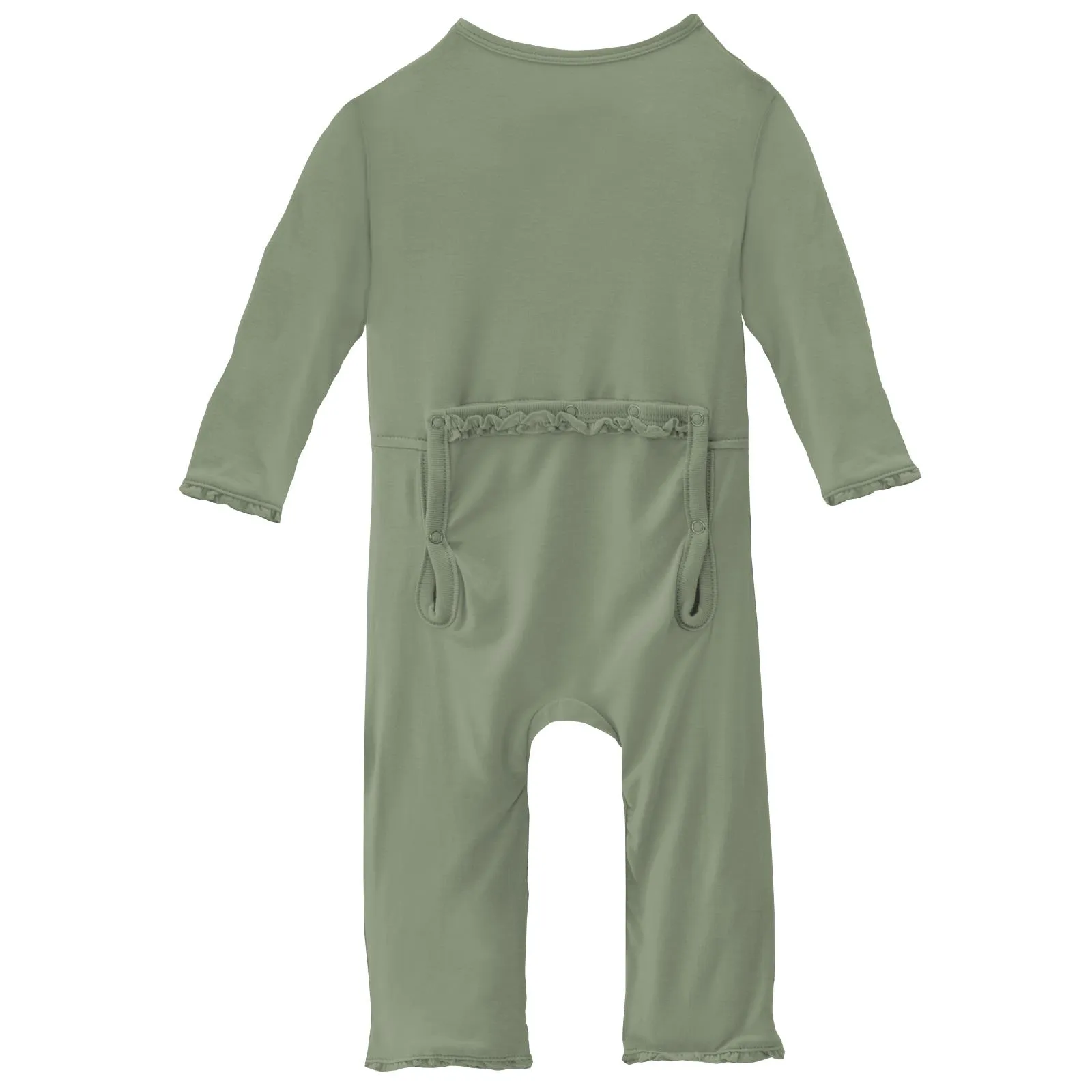 KicKee Pants Solid Silver Sage Muffin Ruffle Coverall with Zipper