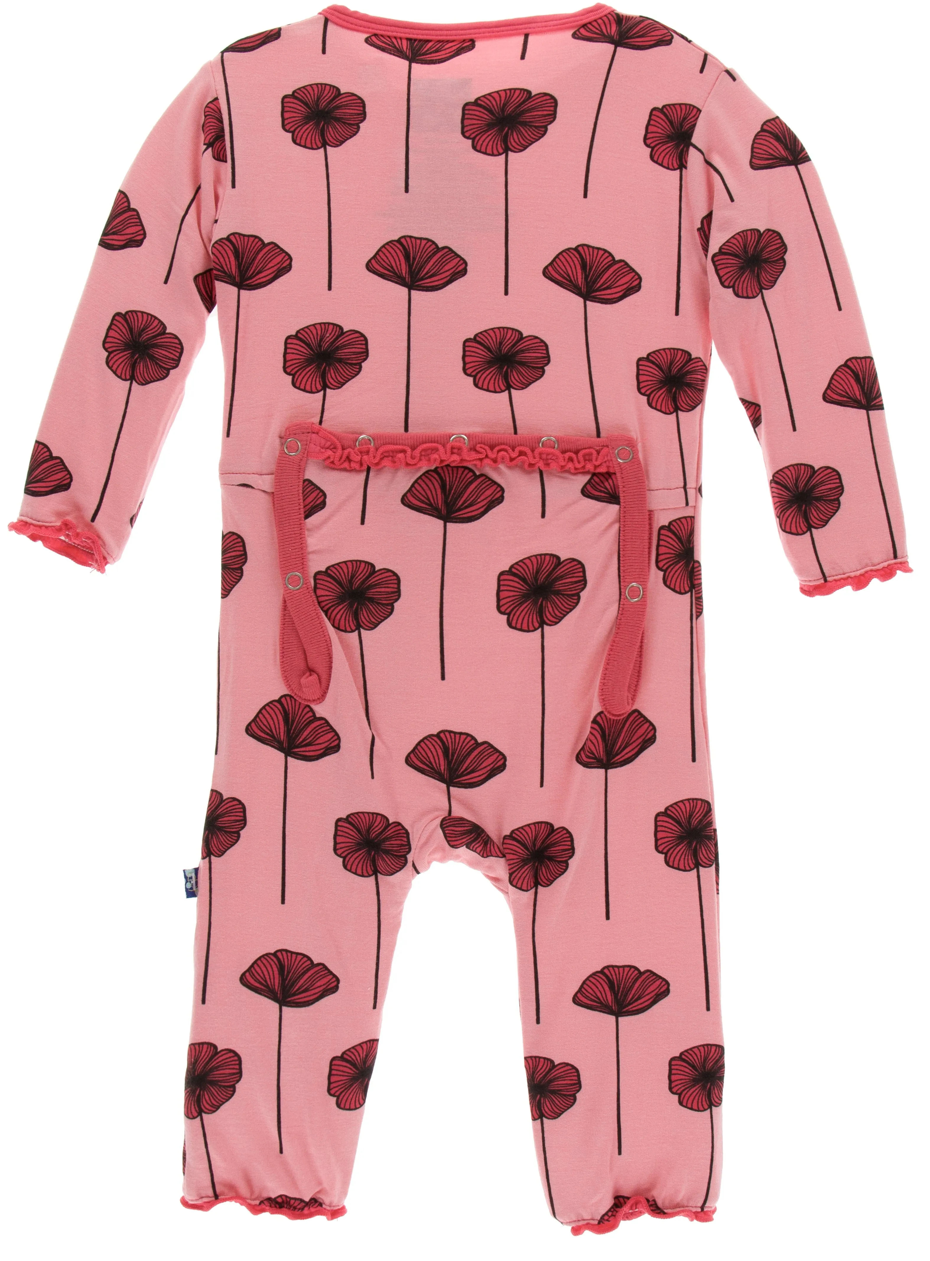 KicKee Pants Strawberry Poppies Muffin Ruffle Coverall with Zipper