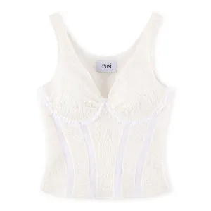 Lace-Panelling Stretchy Corset Top  (Try-on)