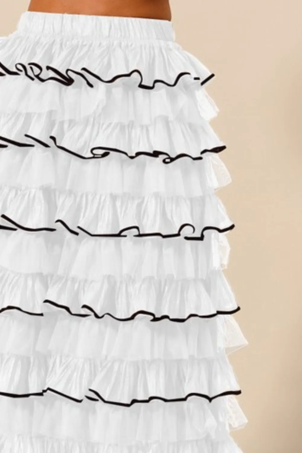 Layered Ruffled Tulle Maxi Skirt
