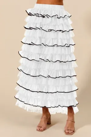 Layered Ruffled Tulle Maxi Skirt