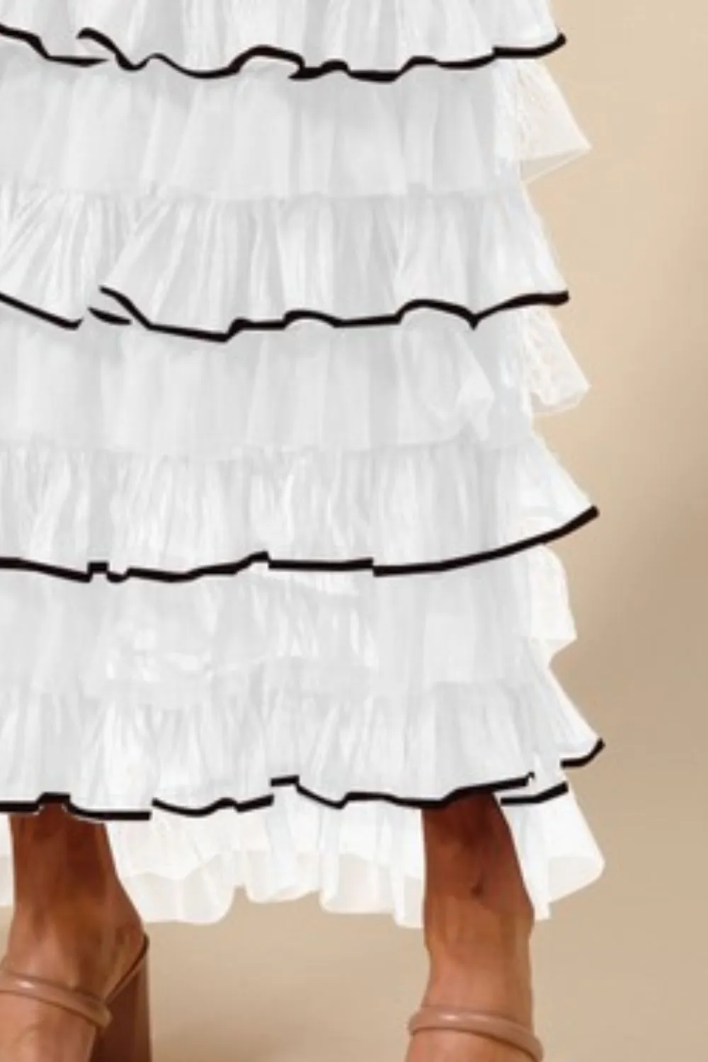 Layered Ruffled Tulle Maxi Skirt