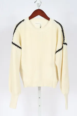 Layla Crochet Trim Sweater - Ivory/Black
