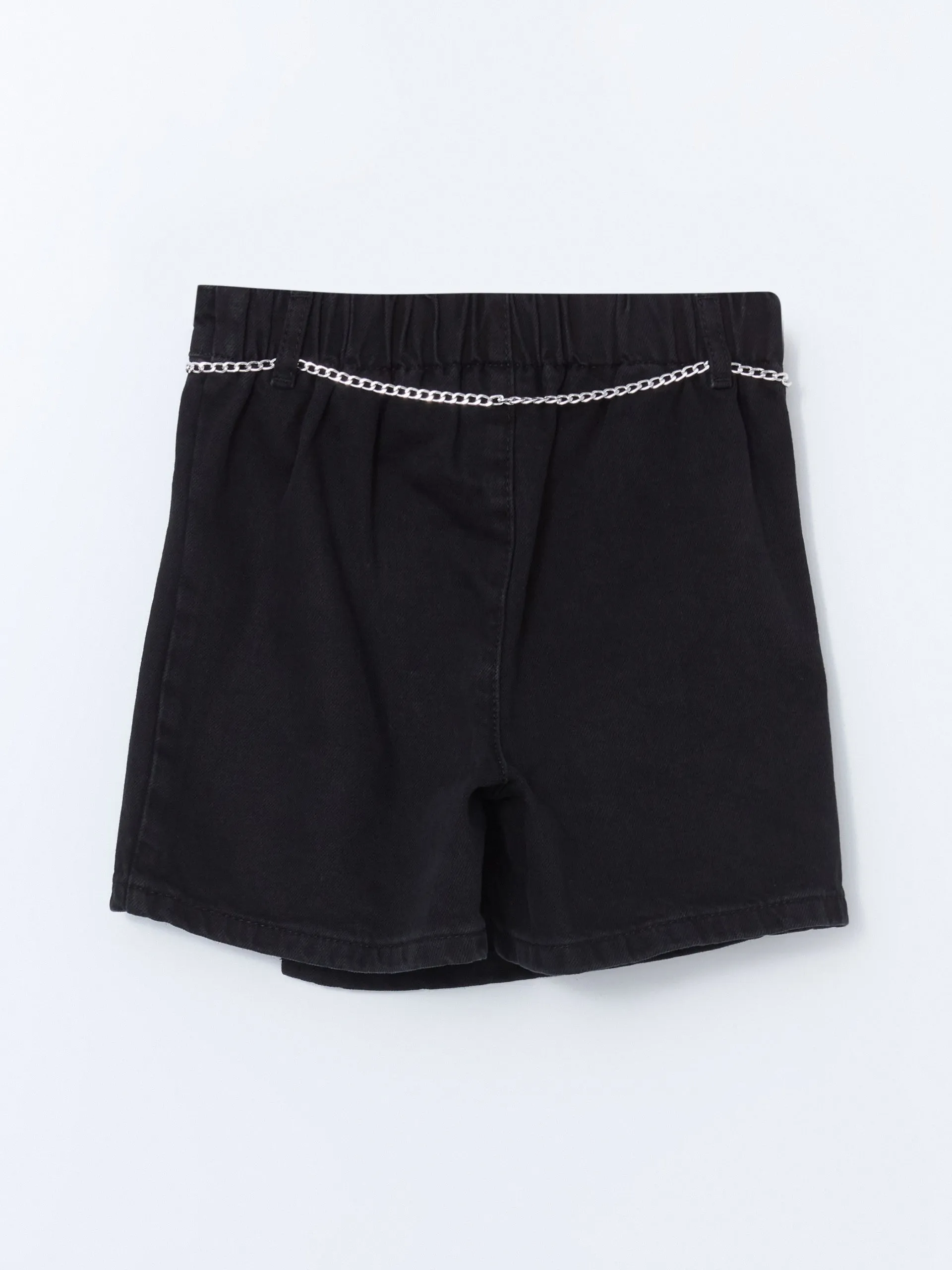 Lcw Kids Black Elastic Waist Girl Jean Shorts Skirt