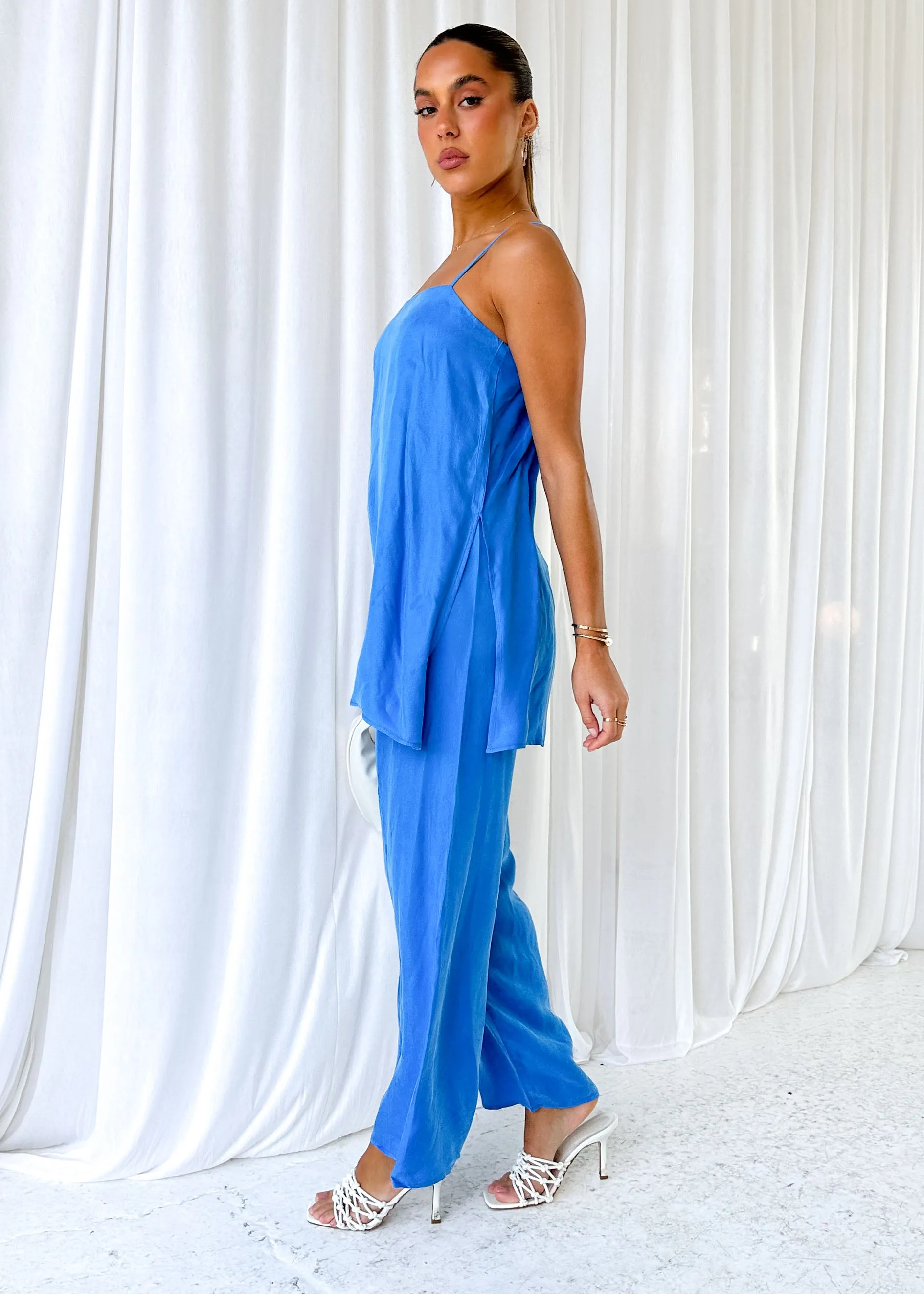 Leilyn Cupro Tunic Top - Cobalt